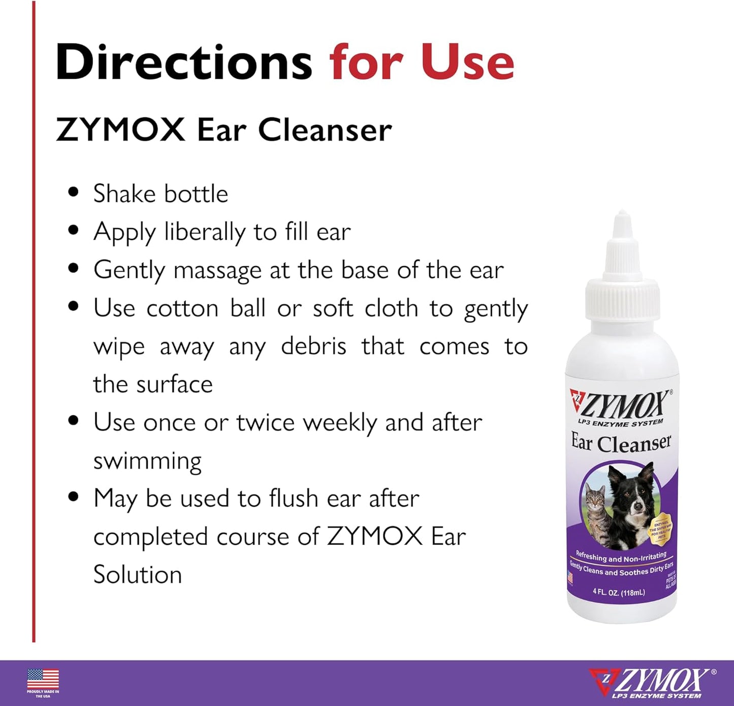 Zymox Ear Cleanser Solution for Dogs and Cats, 4oz