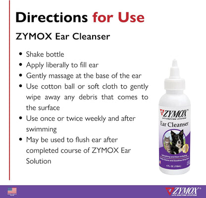 Zymox Ear Cleanser Solution for Dogs and Cats, 4oz