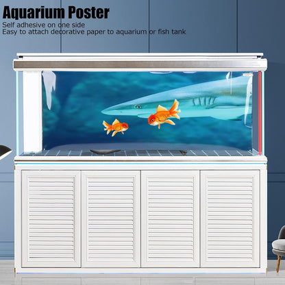 Aquarium Background Paper PVC Self Adhesive Clear 3D Decoration, Fish Tank Poster Backdrop, Realistic Underwater Scene with Fade Design, Easy to Apply Sticker for Glass A (91 * 50CM)