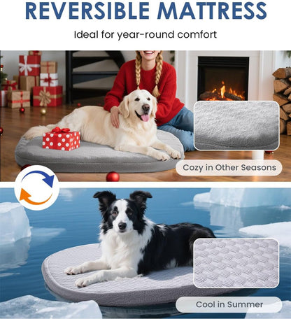 Orthopedic Dog Bed for Small Medium Size Dogs, Pet Sofa Bed with Egg Crate Foam, 4-Sided Bolster, Reversible Mattress, Removable Washable Cover & Anti-Slip Bottom, Light Gray