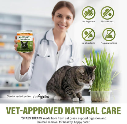 Cat Grass Treats, Natural Hairball Treatment for Cats, Healthy Freeze-Dried Supplement to Aid Digestion and Control Hairballs, 120 g