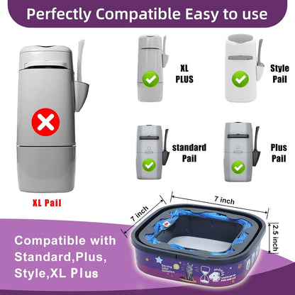 8 Pack Cat Litter Refill Bags Cartridge Compatible with Genie Cat Litter Standard, Plus and XL Plus Pails Easy-Lock Odor Control (NOT Compatible with XL)