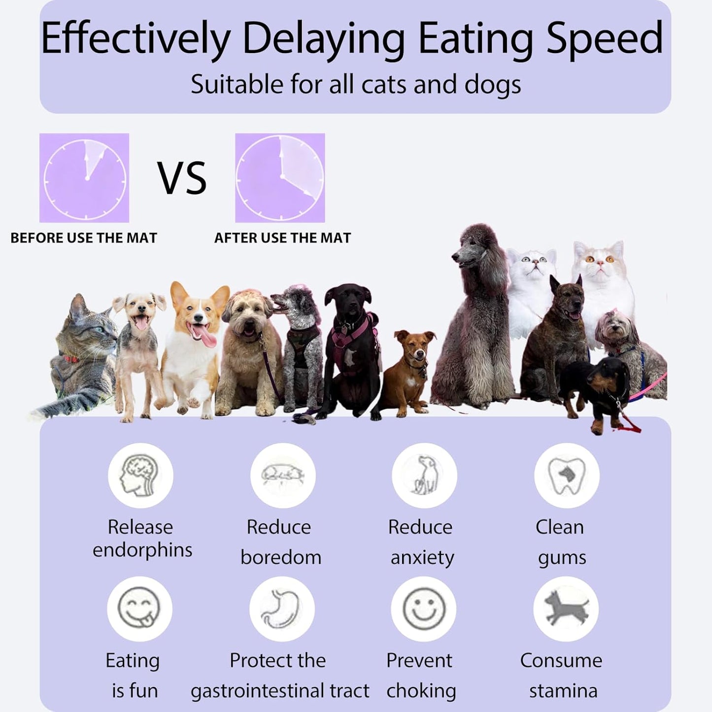 Dog Lick Bowl Mat Purple, Anxiety Relief Lick Mat for Pets, Silicone Slow Feeder Mat, Dishwasher Safe - Collapsible Dog Water Bowl