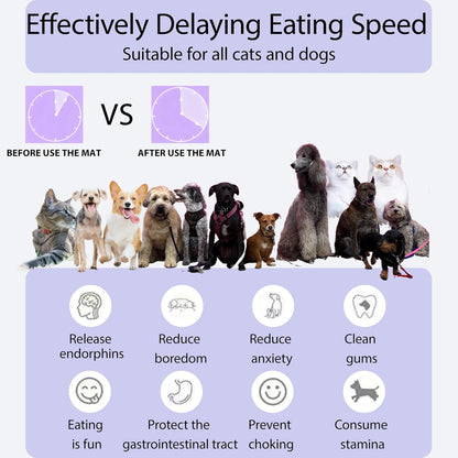 Dog Lick Bowl Mat Purple, Anxiety Relief Lick Mat for Pets, Silicone Slow Feeder Mat, Dishwasher Safe - Collapsible Dog Water Bowl