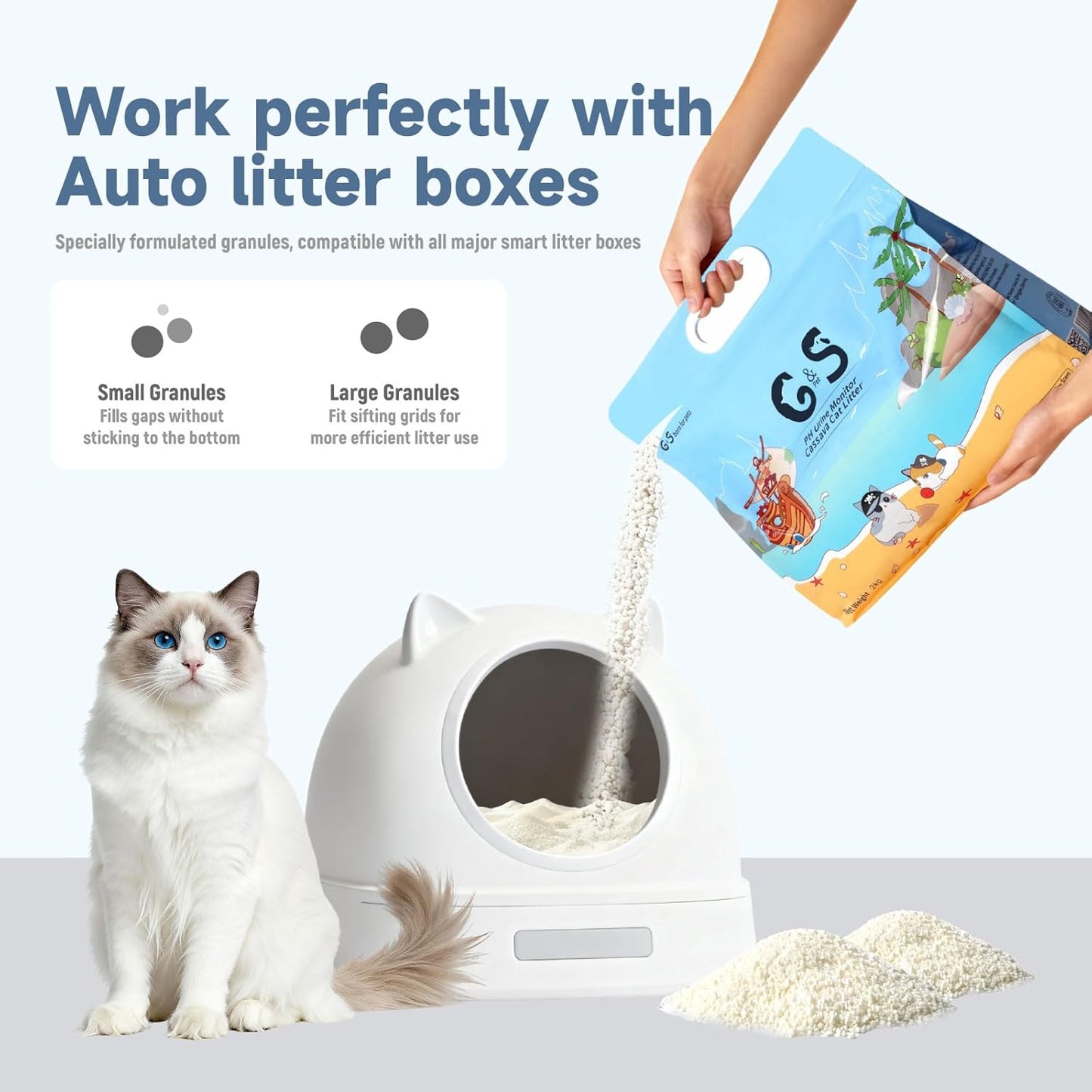 G&S Tapioca Cat Litter, Cassava Cat Litter, Automatic Litter Box Friendly,Non Sticking, Rapid Clumping, Water Absorbent, Dust-Free,(4.5lb×2bags)