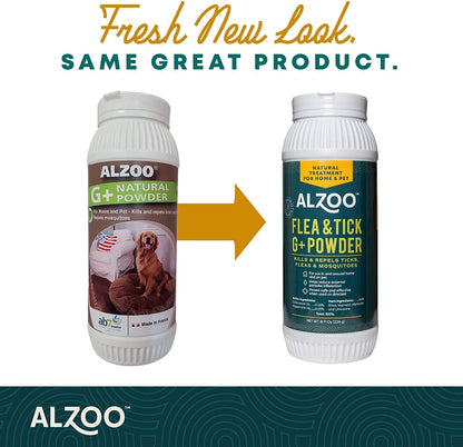 ALZOO Flea & Tick Cat Collar and Flea & Tick G+ Powder, 100% Plant-Based Active Ingredients