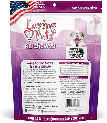 Loving Pets - Be Chewsy Pig Ear Alternative for Dogs Pig Ear Dog Treats for Small, Medium & Large Dogs (4 Pack)