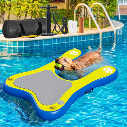 Inflatable Dog Pool Ramp Floats for Large Dogs Up to 240 lbs, 60"x 40" Dog Water Boat Ramp Ladder with Non Slip Step | Heavy Duty Dogs Dock for Inground Above Ground Pool, Lake, River