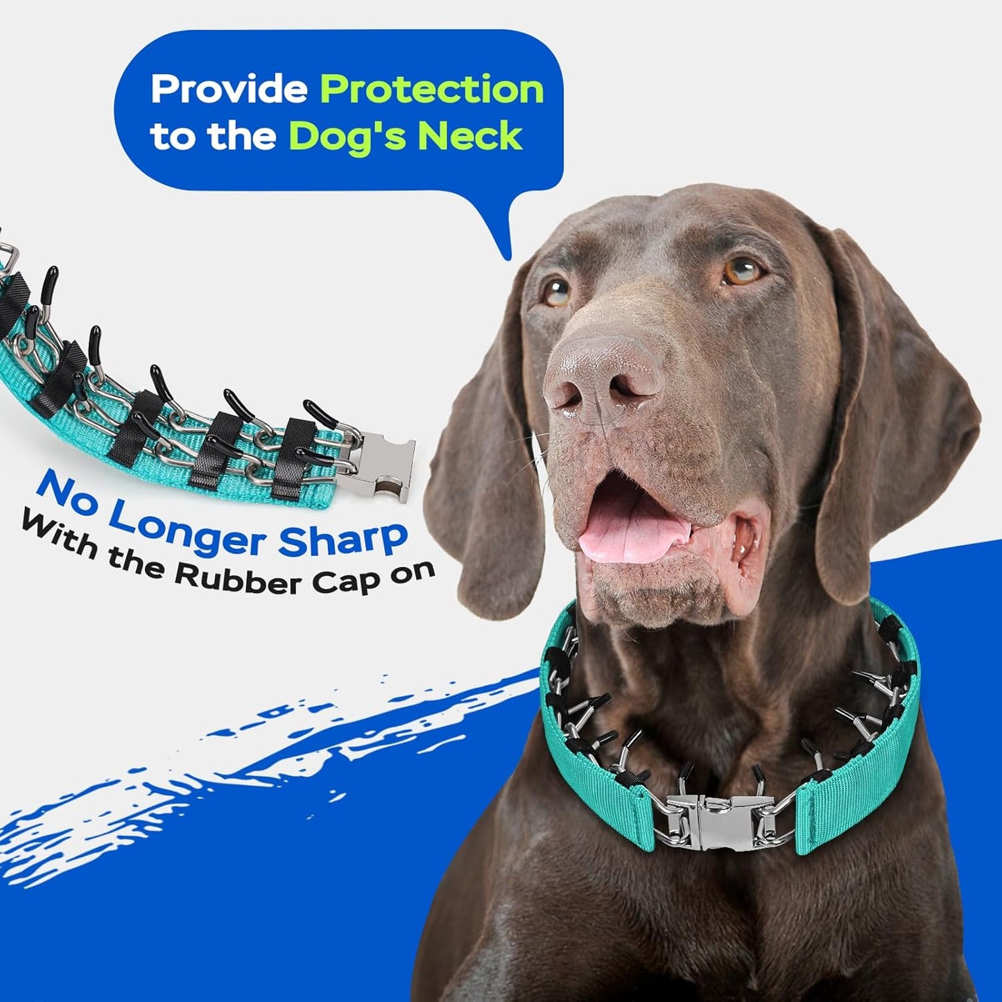 Pinch Prong Collar for Large Medium Small Dogs, Stainless Steel Choke Collar for Dogs with Qucik Release Buckle Green L