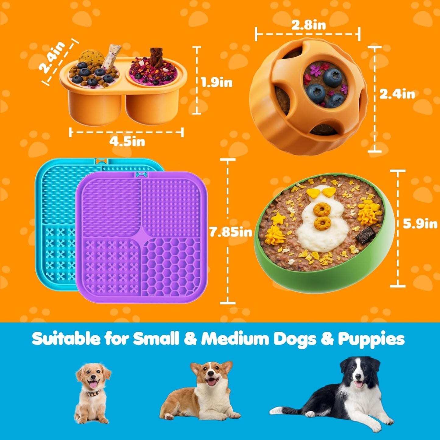 LUKITO Lick Mat, Ball & Bowl with Peanut Butter, Frozen Treat Puzzle Dispenser for Anxiety Relief, Reduce Boredom, Perfect for Bathing Grooming (6 in 1)