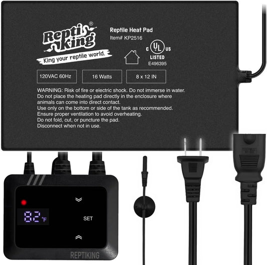 Reptile Heat Pad 16W with PID Dimming Thermostat, Adjustable Thermostat Heating Pad for Reptile Tank, Lizard, Snake, Bearded Dragon, Hermit Crab, Terrarium Heating Mat for Reptiles