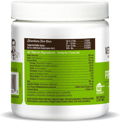 Dr. Joseph's VetPro Complete Advanced Powdered Pre & Probiotics for Dogs, 90 Scoops, Supports Gut Health, Diarrhea, Digestive Health & Seasonal Allergies, Chicken/Pumpkin Flavor, Add to Food