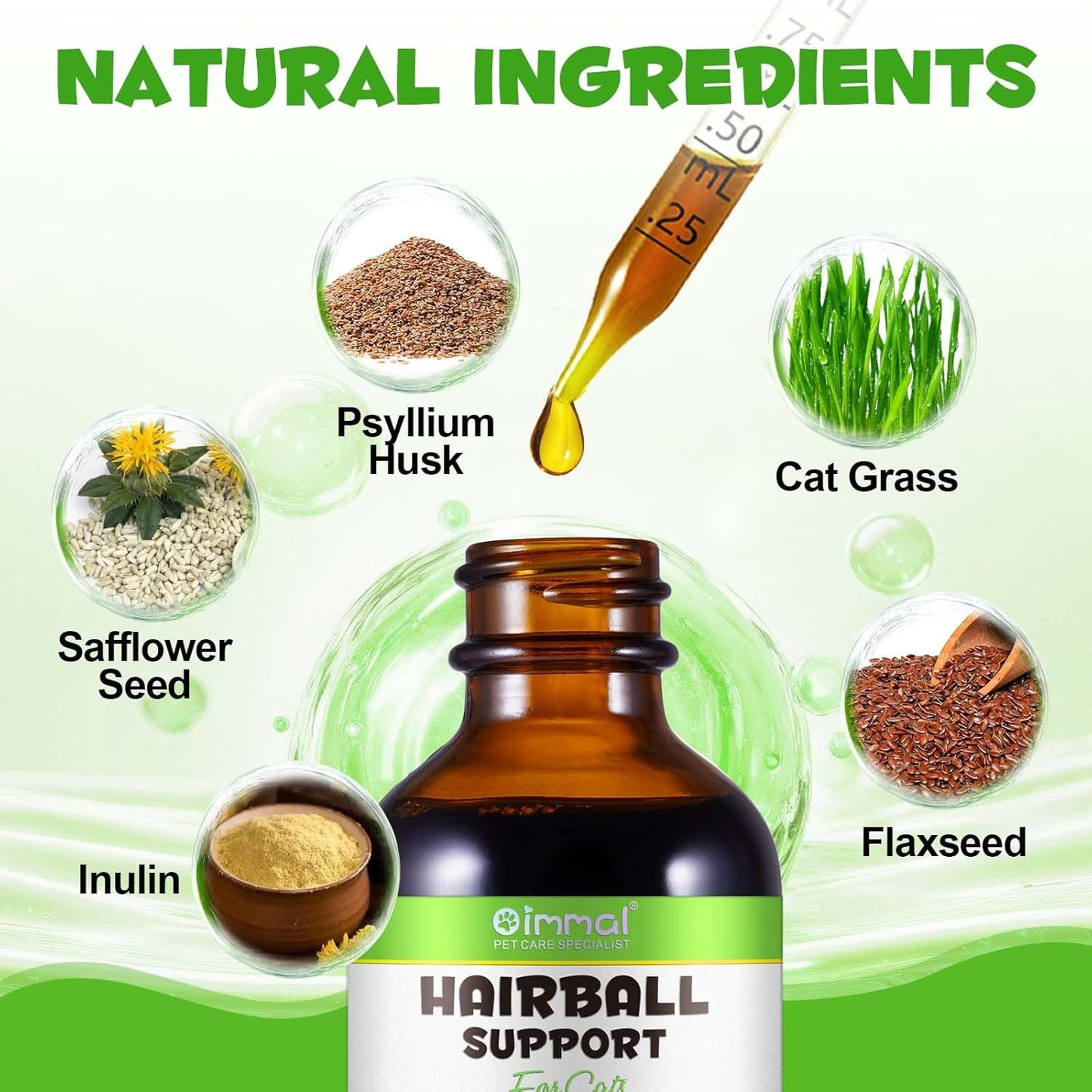 Cat Hairball Remedy Drops, Hairball Treatment for Cats, Supports Skin & Coat, Digestion, Cat Furball Treatment, Helps Eliminate and Prevent Hairballs for Indoor Cats and Kittens, 2 fl oz