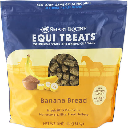 Equi Treats | High-Fiber Horse Treats | Low ESC & Starch | Bite-Sized | No Added Sugar | Bundle of 3 Bags, 4 LB Each: Banana Bread, Carrot Cake, and Apple Pie