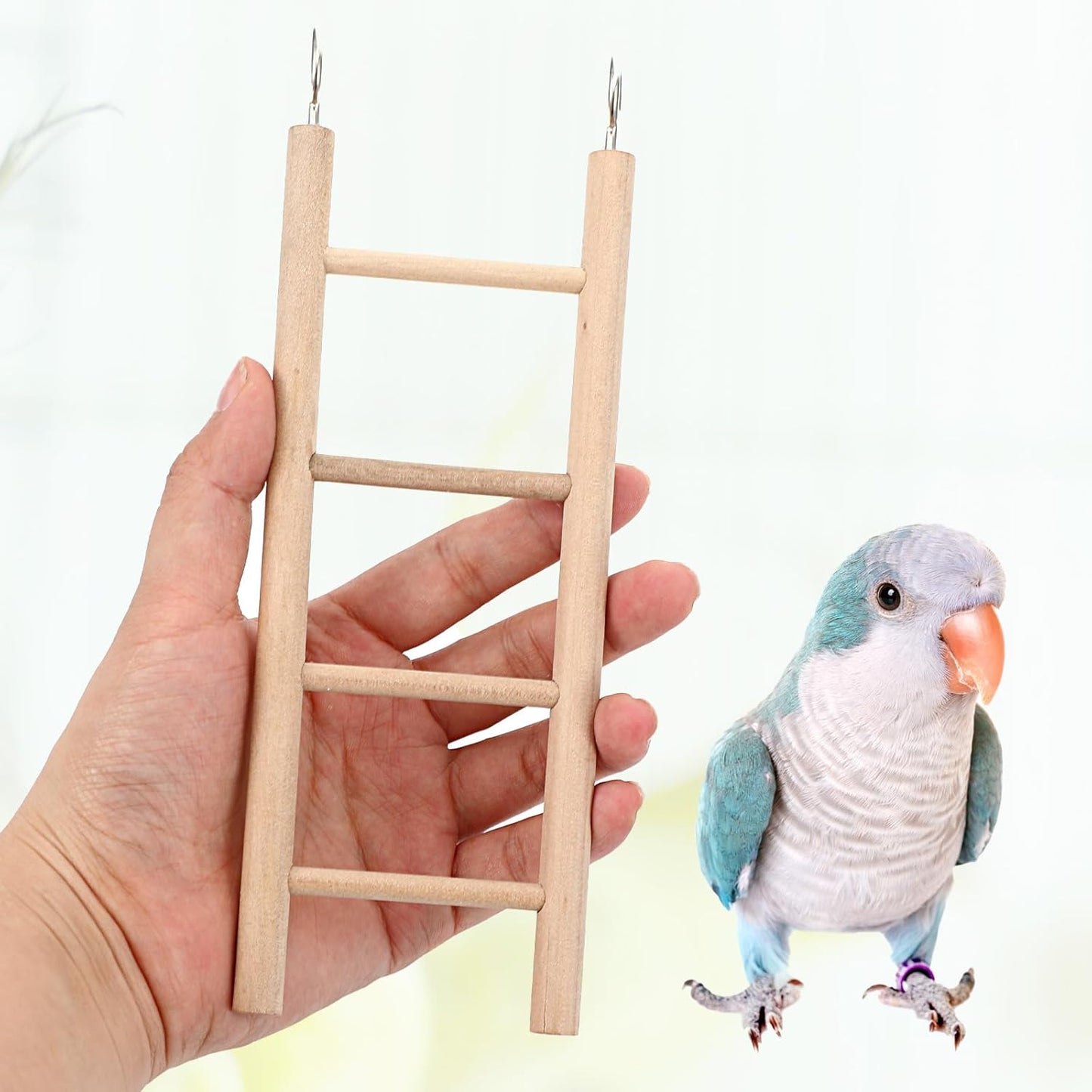 3 Pack Wooden Bird Ladder, Bird Cage Ladder Climbing Toys for Parakeets, Parrots, Cockatoo & Lovebirds