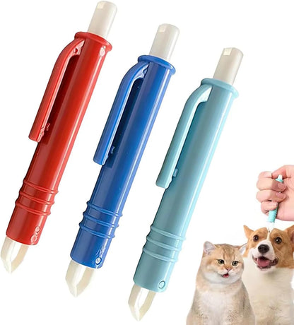 Tick Remover Tool Pen 3Pcs/Set Portable Lightweight PP Handheld Tick Tweezers Catching Pen for Dogs and Cats