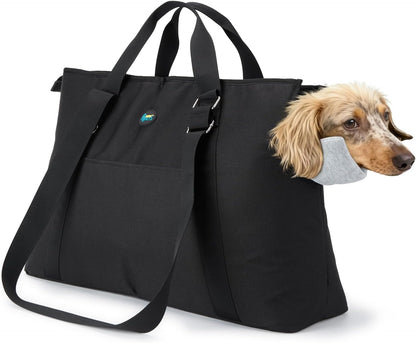 Ownpets Dog Purse Carrier, Carrier with Pockets for Medium Puppies, Airline Approved, Fits Up to 22 lbs, Cat and Dog Tote Bag, Women's Hands-Free Pet Carrier Bag, (Black)