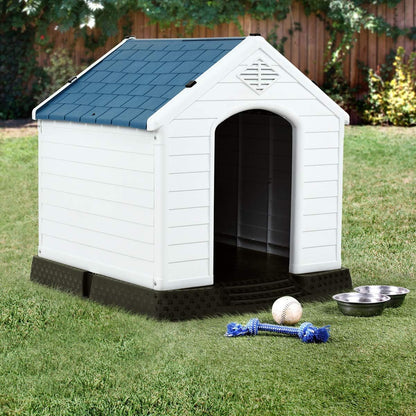 Giantex Dog House for Medium Dogs, Waterproof Plastic Dog Houses with Air Vents and Elevated Floor, Easy to Assemble, Outdoor Cat House Feeding Station Indoor Patio Backyard Dog Kennel House