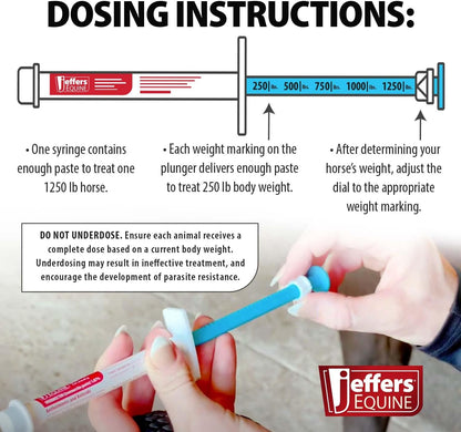Jeffers Equine Ivermectin Gel Horse Dewormer Paste 1.87%, Broad Spectrum Equine Parasite Control Formula, Apple Flavored Oral Wormer for Horses, Easy Travel Use, Mess Free Syringe Tube - 10 Pack