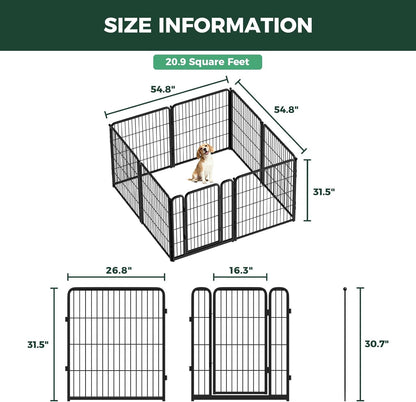 FXW Homeplus Unleashed Indoor Dog Playpen - Stress-Free and Safe Play, Heavy Duty 32 Inch 8 Panels Dog Pen for Small and Medium Dogs, Black│Patented