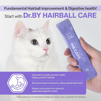 Doctor By HB Care Cat Hairball Supplement-Hairball Treatment for Cats Furball Control Relief Remedy & Digestive Support with Omega-3, Chitosan lickable Formula Individuallly Packaged (1Pack, 30 Count)