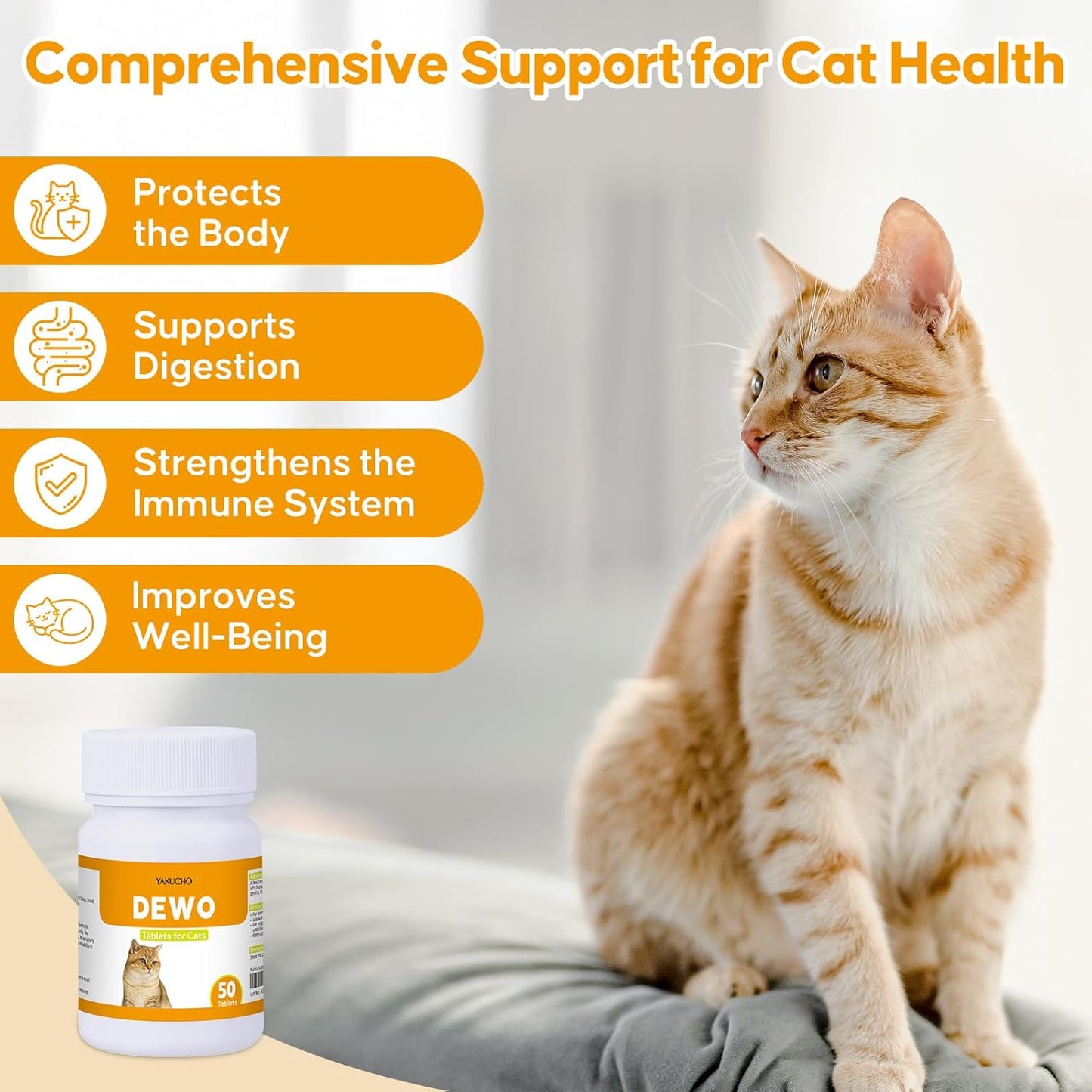 De-wormax Digestive Health Tablets for Cats and Kittens, Gentle Formula, Supports Intestinal Comfort & Wellness, Easy to Feed, Developed with Veterinary Insight
