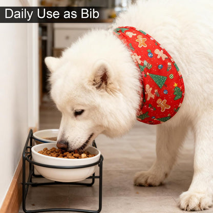 EXPAWLORER Christmas Dog Bandanas - 2 Pack Christmas Tree Snowman Dog Scarf Adjustable for Girl & Boy, Holiday Pet Bandana for Small Medium Large Breeds (Red Green, L)