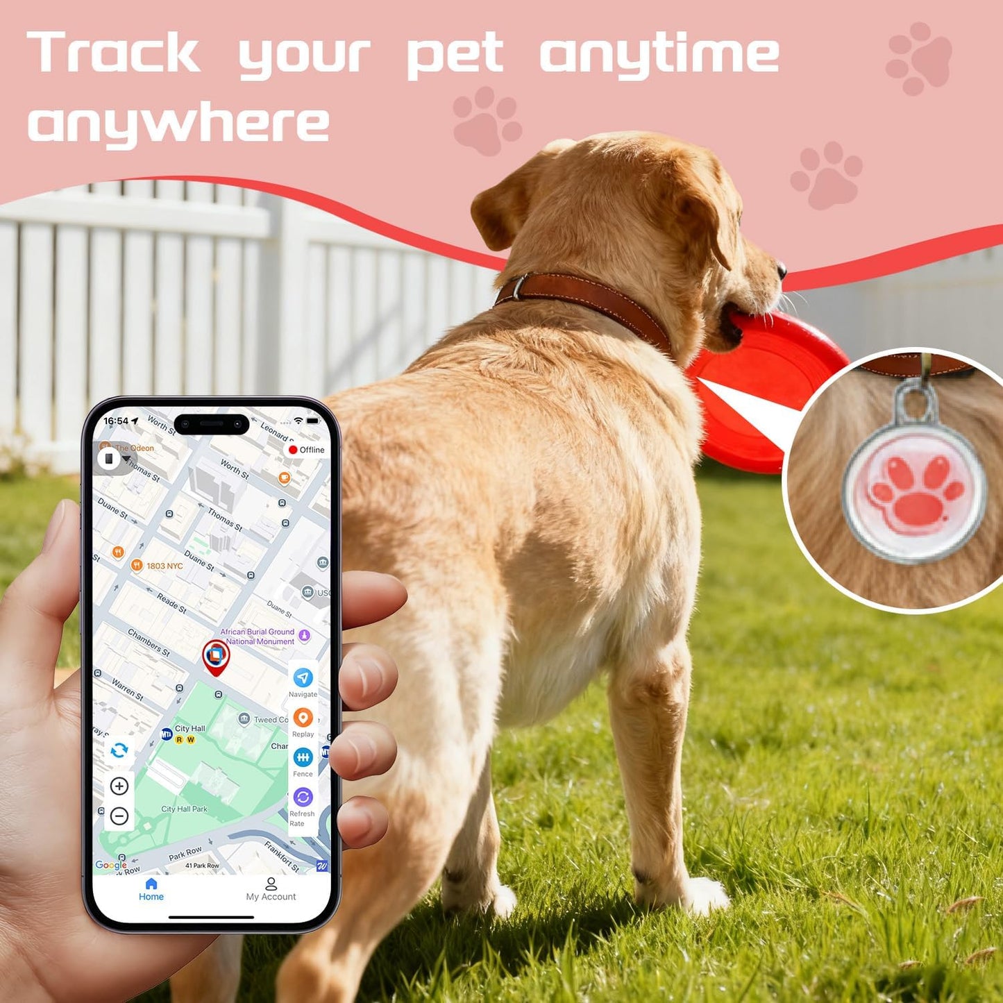 2025 GPS Tracker for Pet, No Monthly Fee & No SIM Card Needed | Real-Time Tracking for Dogs, Cats & Small Animals | Lightweight Design | Long Battery Life | Compatible with iPhone & Android