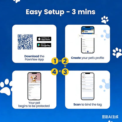 Smart QR Code Cat Tag – Customized Pet ID Tag with Online Editable Contact Info, Privacy Control, Lost & Found Alerts, Health Management, Stylish Pet Accessories & Gift Options,Blue, Cat Paw