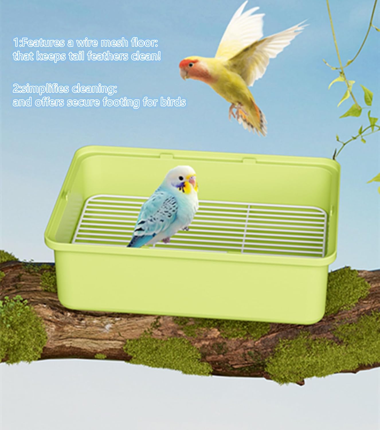 Portable Bird Travel Carrier Cage – 360° Full View Wire Carrier with Feeder & Water Cup for Cockatiels, Parakeets – Locking Door, Easy Clean, Perch Included – Perfect for Vet Visits, Trips(Size:L)