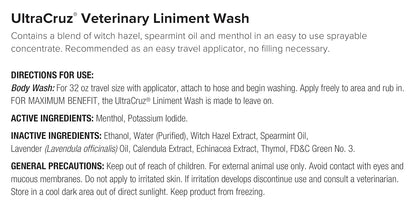 UltraCruz Veterinary Liniment Wash for Horses, 32 oz with Travel Spray (Pack of 2)