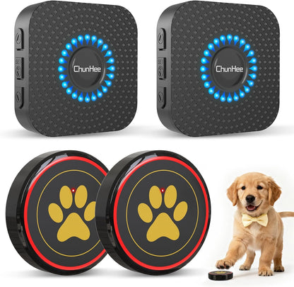 ChunHee Dog Door Bell for Potty Training – Wireless Doggie Doorbell to Go Outside, 1.6in Touch Surface, Easy for Puppy & Adult Dogs, IP55 Waterproof, 500FT Range, 55 Ringtones, Adjustable Volume