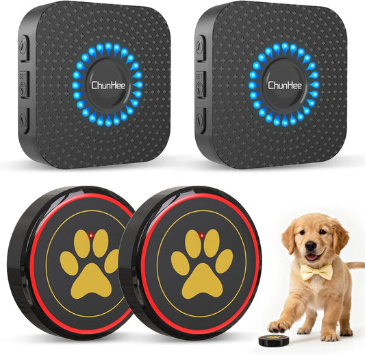 ChunHee Dog Door Bell for Potty Training – Wireless Doggie Doorbell to Go Outside, 1.6in Touch Surface, Easy for Puppy & Adult Dogs, IP55 Waterproof, 500FT Range, 55 Ringtones, Adjustable Volume