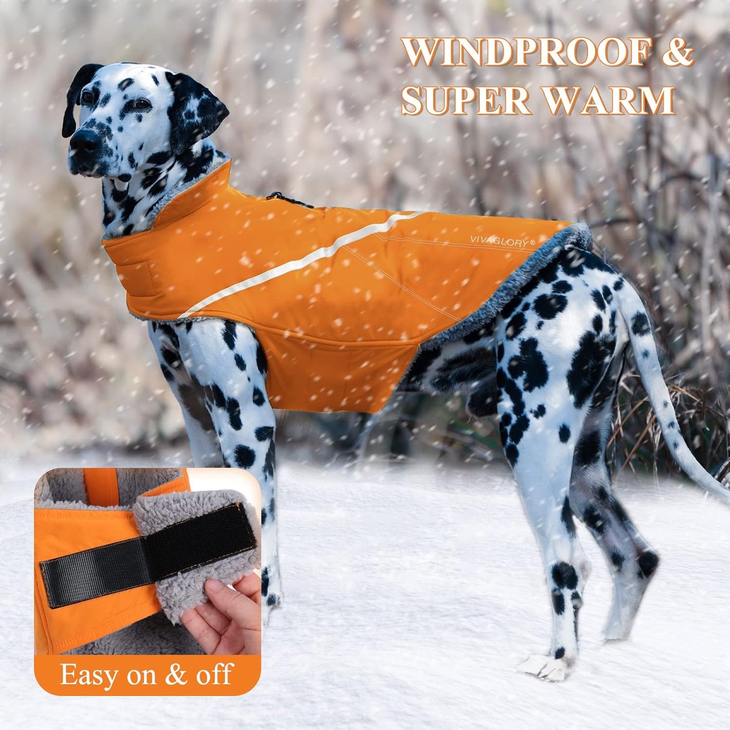 VIVAGLORY Hands Free Dog Leash + Dog Coat, Running Waist Leash with Belt for Running Walking, Warm Fleece Lined Reflective