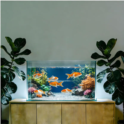 Aquarium Background Poster, Fish Tank Background Sticker, Underwater Grass Leaves with Stone & 3D Coral Vibrant Underwater for Stunning Aquarium Decorations 10 20 Gallon Tank (15.7" x 23.6" in)