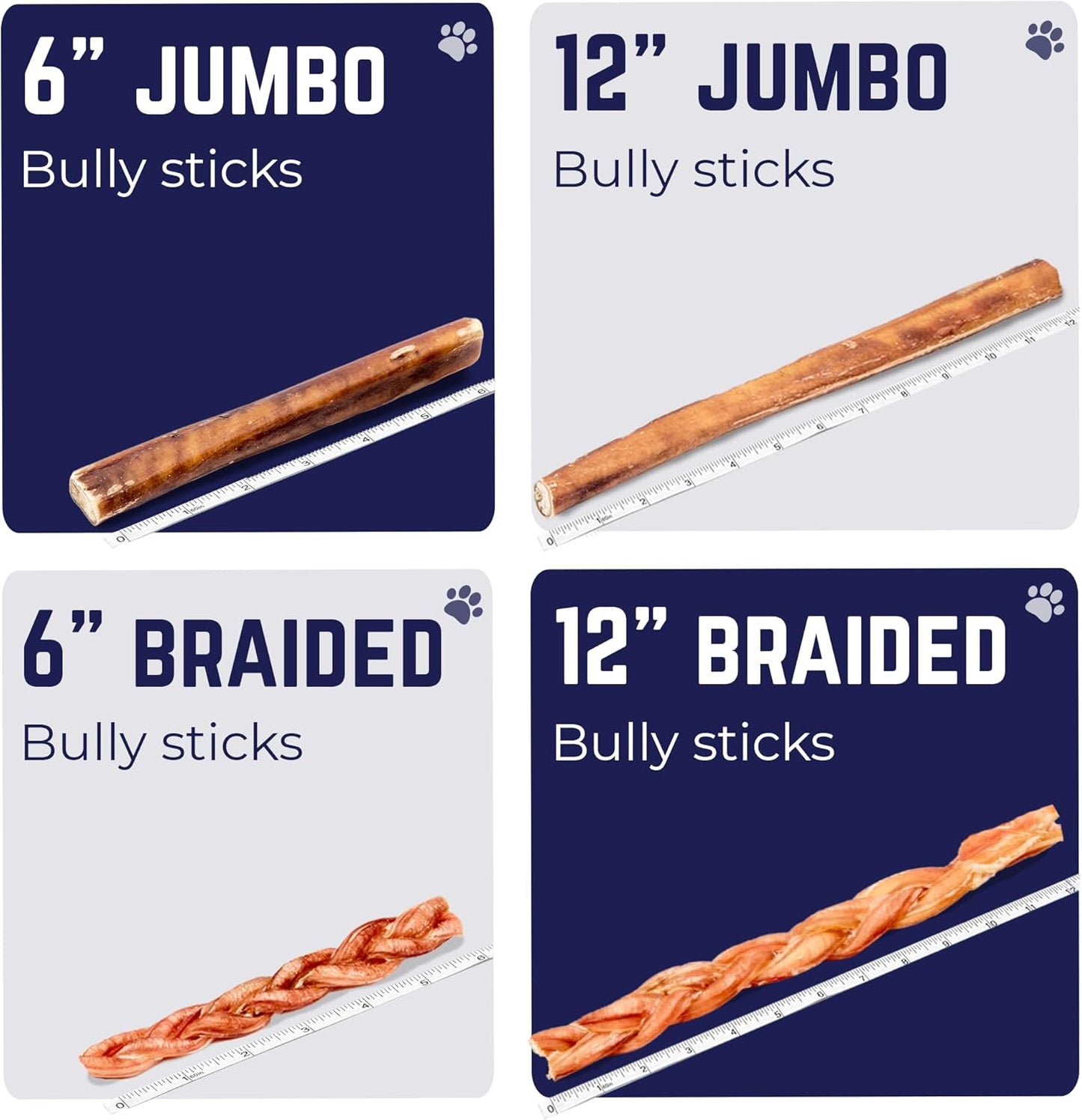 Devil Dog Pet Co. Jumbo Bully Sticks – 12 Inch, 3 Pack Dog Chews, 100% Natural, Single Ingredient, Free-Range Grass-Fed Beef – Long Lasting, Rawhide-Free Treats for Dogs