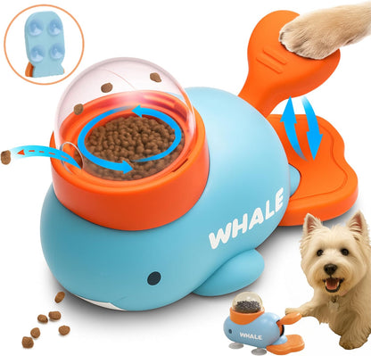 Interactive Dog Toy Treat Dispenser Whale-Shaped Slow Feeder Puzzle with Strong Suction Cups, Durable Non-Toxic Food-Grade Design for Small & Medium Dogs