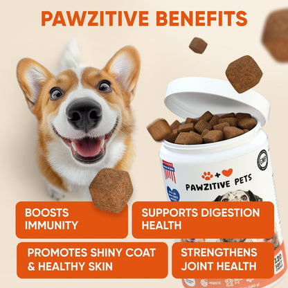 Dog Multivitamin Chews - Glucosamine Chondroitin Vitamin Chewables - 24 in 1 Dog Probiotic Treats for Skin, Joint, Bones, Liver - Immune Support Supplement with Vitamins & Minerals - All Breeds & Ages