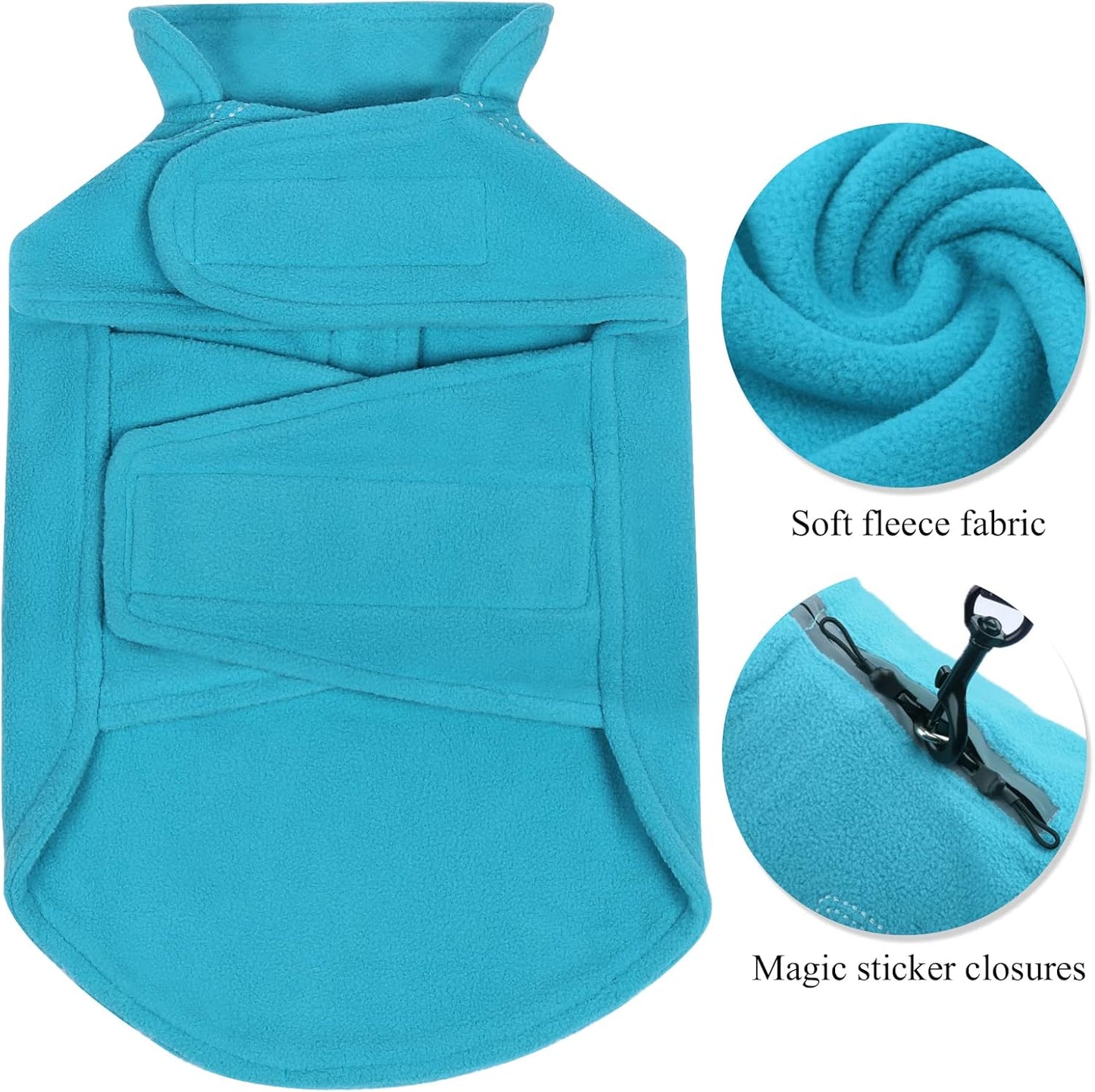 VIVAGLORY Dog Fleece Coat + Short Dog Leash, Easy to Take on and Off, Padded Neoprene & Heavy Duty