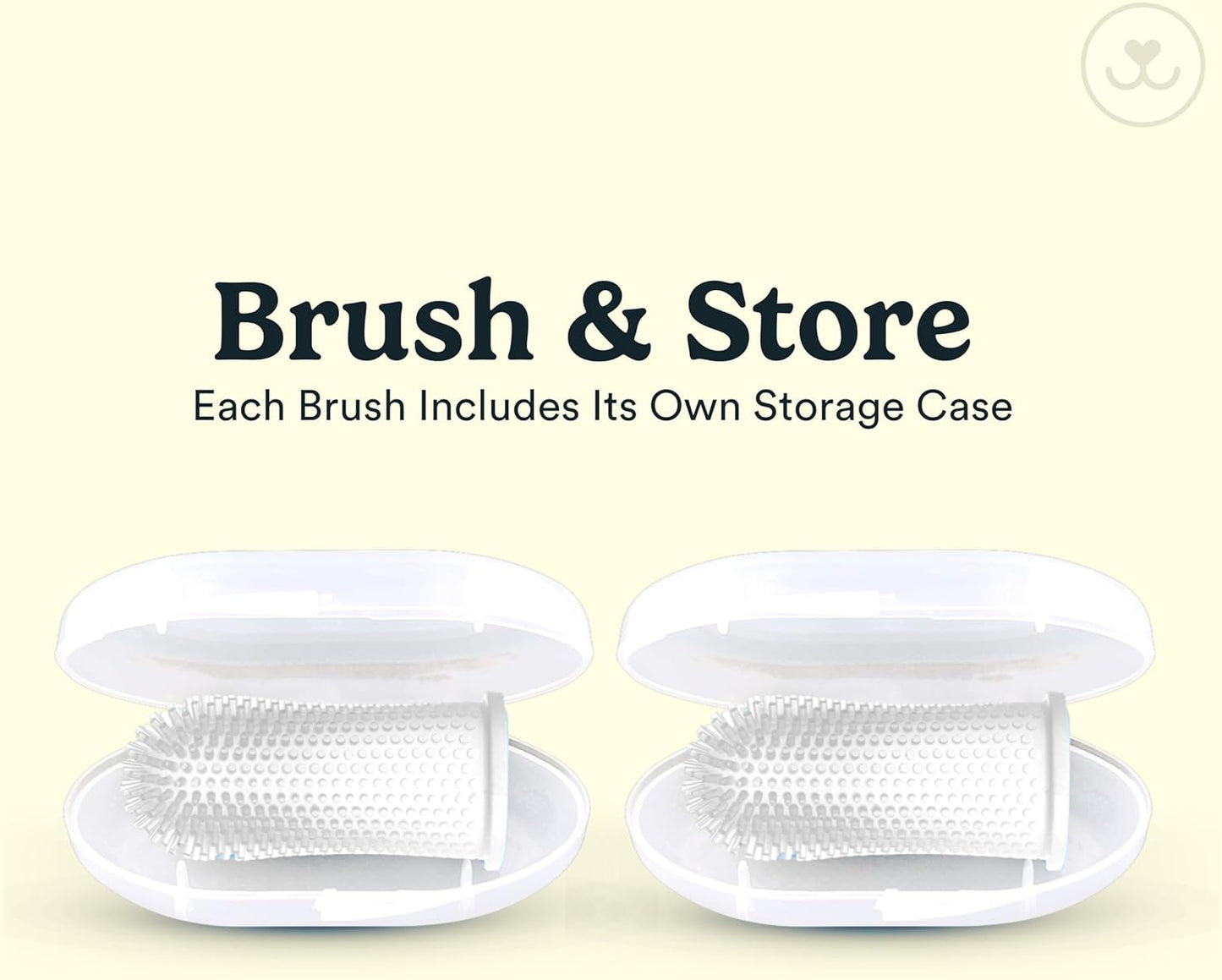 Jasper Dog Toothbrush, 360 Degree Dog Tooth Brushing Kit, Cat Toothbrush, Canine Dental Care & Teeth Cleaning Kit, Pet Finger Tooth Brush, Use with Pet Toothpaste, 2-Pack Clear