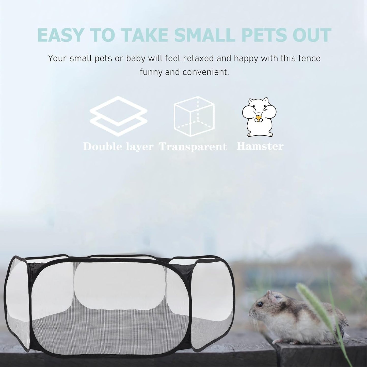 Foldable Hexagonal Pet Playpen Wear-Resistant Polyester Mesh Indoor Small Animals Exercise Fence for Puppies Cats Rabbits and Small Dogs