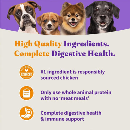 Halo Purely for Pets Holistic Dog Food, Complete Digestive Health Grain Free Cage-Free Chicken and Sweet Potato Recipe, Dry Dog Food Bag, Senior Formula, 10-lb Bag