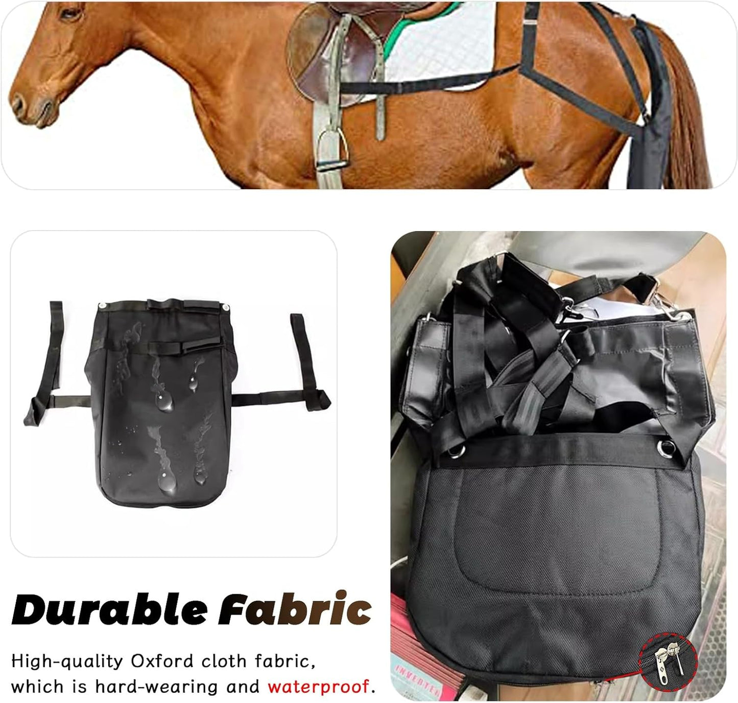 Horse Manure Catcher Bag - Waterproof Equine Diaper for Small/Medium/Large Horses, Lightweight & Easy to Clean Muck Bag, Perfect for Riding (Size M)