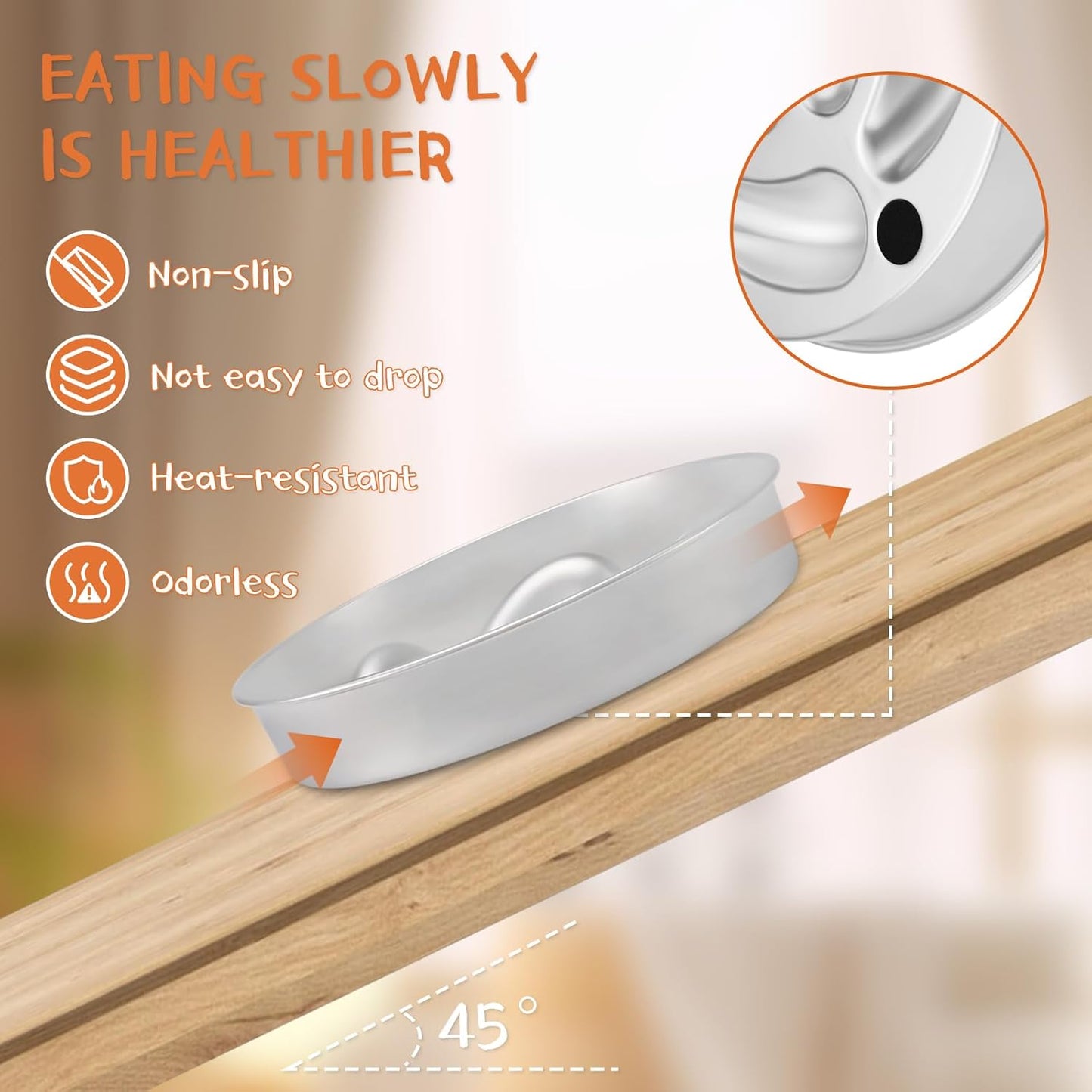 2PCS 9in Slow Feeder Dog Bowls, Stainless Steel Slow Feed Dog Bowl, Large Capacity Bowl for Dogs, Double-Sided Design Suitable for Dry and Wet Food, Dogs Accessories, Pet Supplies (Sliver)