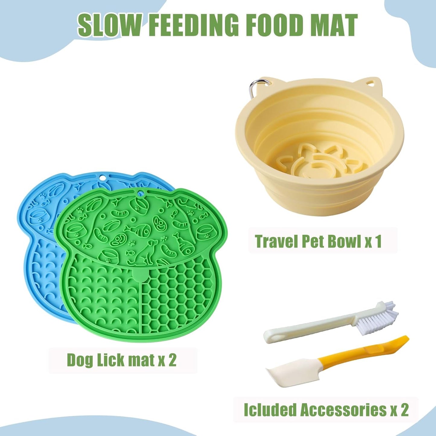Dog Licking Pad Set | Pet Bathing & Grooming Distraction Tool | Food-Grade Silicone Slow Feeding Pad | Relieves Anxiety & Boredom | Suitable for Cats & Dogs (Blue + Green + Yellow)