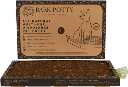 Bark Potty Standard Dog Potty Training Box - Disposable, Long-Lasting Pee Pad Litter Replacement - Leak Resistant, Multi-Use, Odor Neutralizing, Indoor/Outdoor Toilet Tray