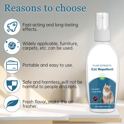 Cat Deterrent Spray Natural Safe Cat Repellent Indoor & Outdoor, Effective Training Aid, Anti-Scratch Deterrent for Furniture, Sofas, Rugs, Citrus cat Deterrent Spray Non-Toxic