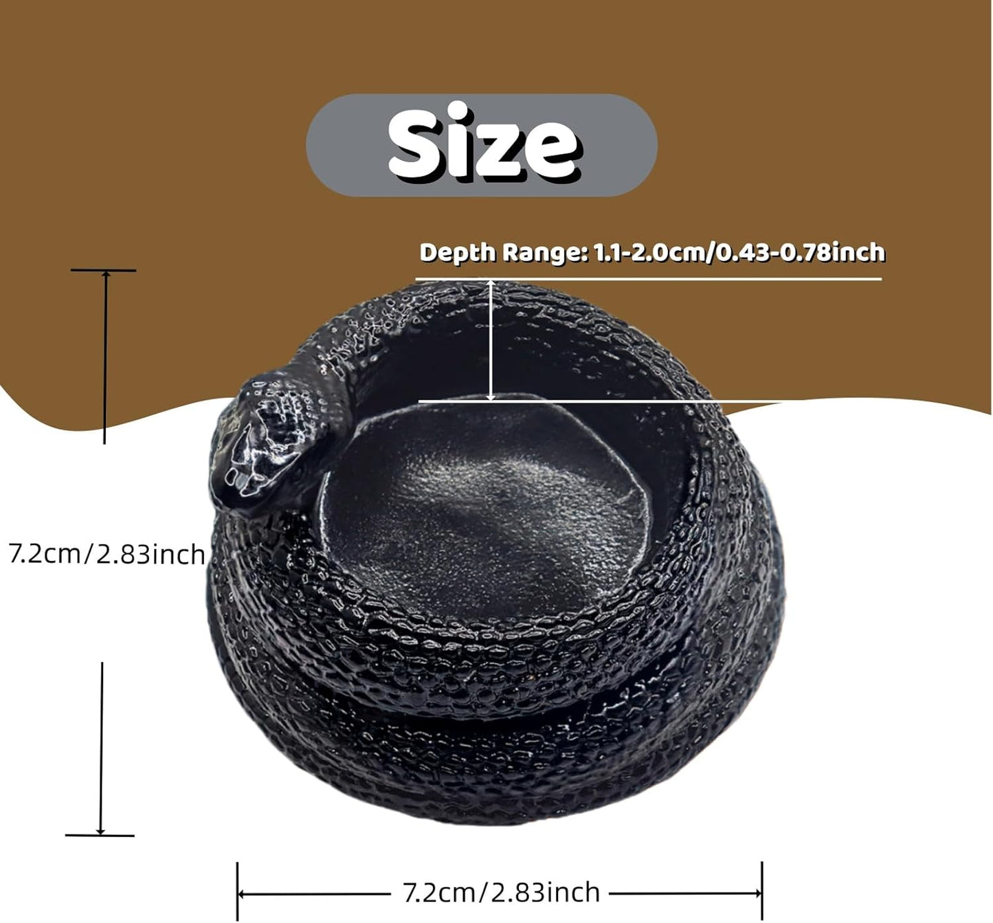 Snake-Shaped Reptile Water Dish & Food Bowl - Small Resin Terrarium Bowl for Bearded Dragon, Leopard Gecko, Hermit Crab, Tortoise, Frog, Lizard, Snake Habitat Tank Accessories