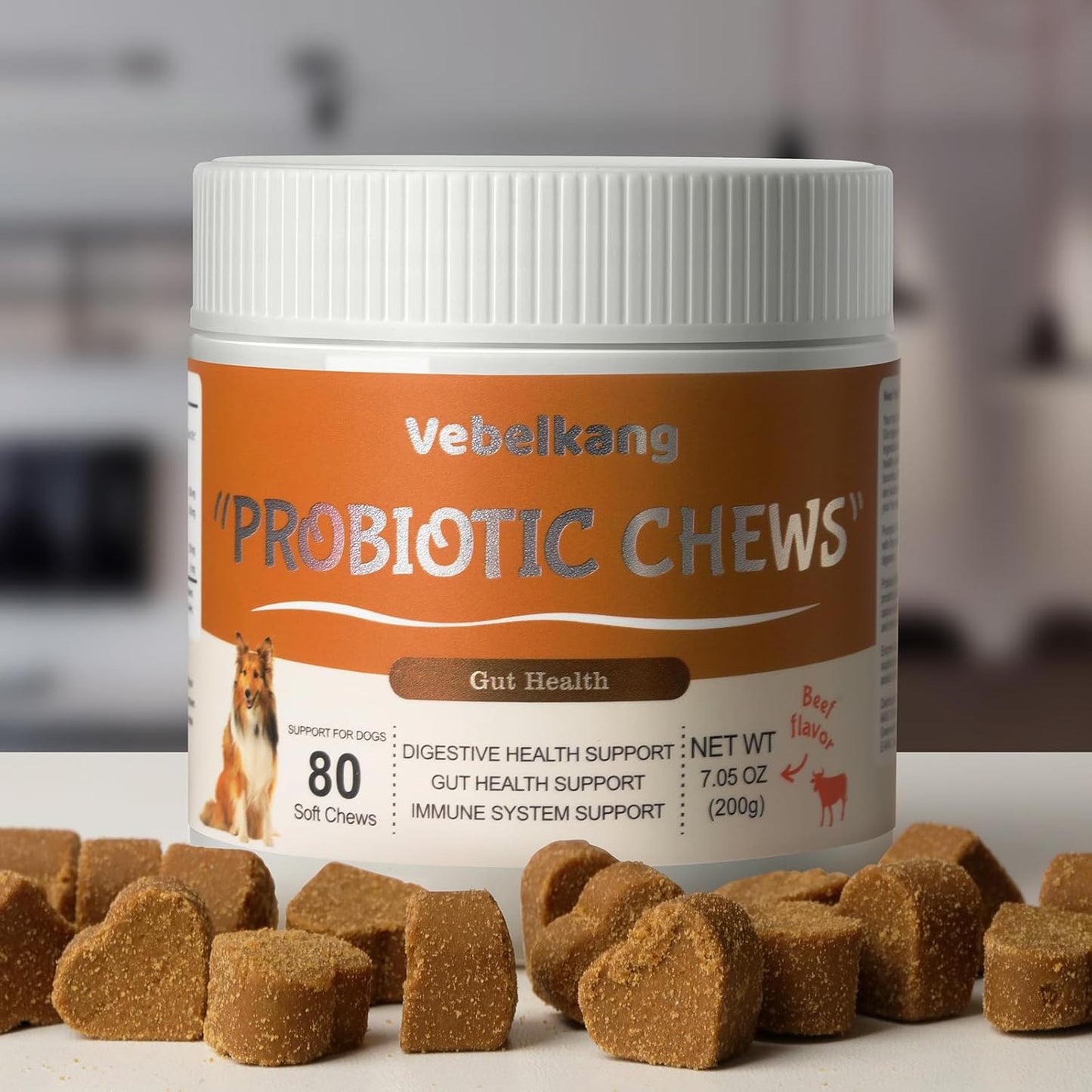 Probiotics for Dogs Digestive Health - 6B CFU, Prebiotics & Enzymes, Beef Flavor, Relief for Diarrhea, Gas, Upset Stomach & Allergic Itchy Skin (160Ct)