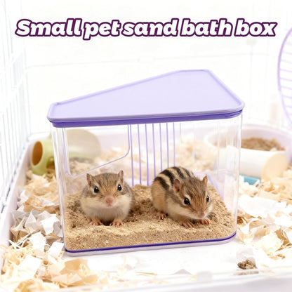 Hamster Toilet Sand Bath Box,Small Animal Bathroom & Digging Room Hamster Sand Bath Container Acrylic Critter's Sand Bath Shower Room Dwarf Syrian Rat Hideaway Gerbil, SyrianHamster,Guinea Pigs